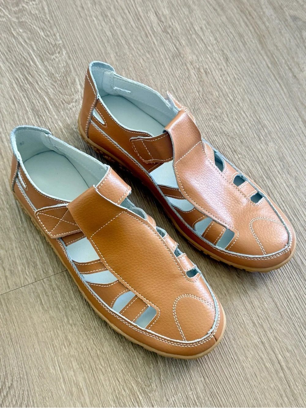 Women's Brown Leather Orthopedic Casual Walking SandalsComfortShoesSize 42(US11)